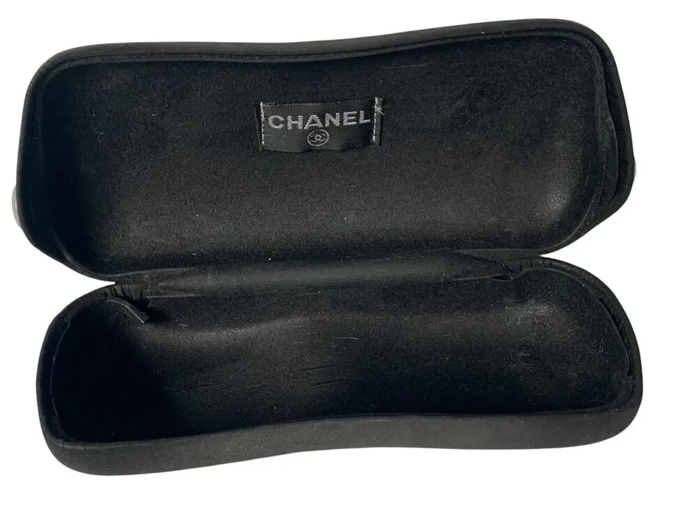 CHANEL black eye Glasses Case Hard Shell LOGO